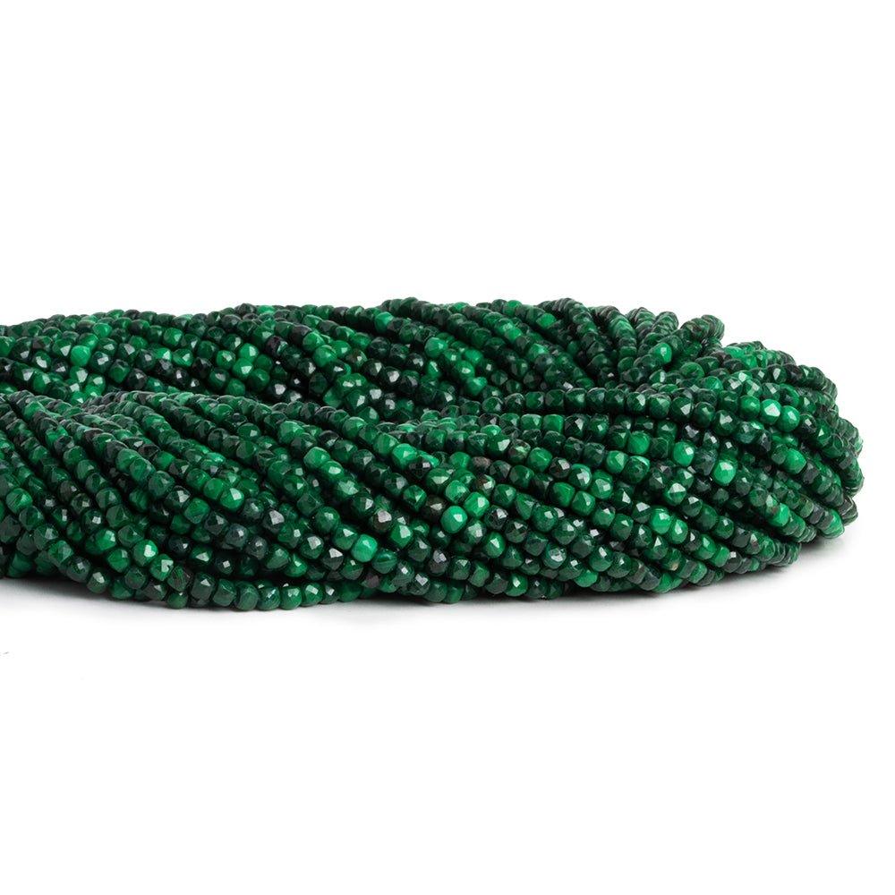 2.5mm Malachite micro faceted cubes 12 inch 130 beads - The Bead Traders