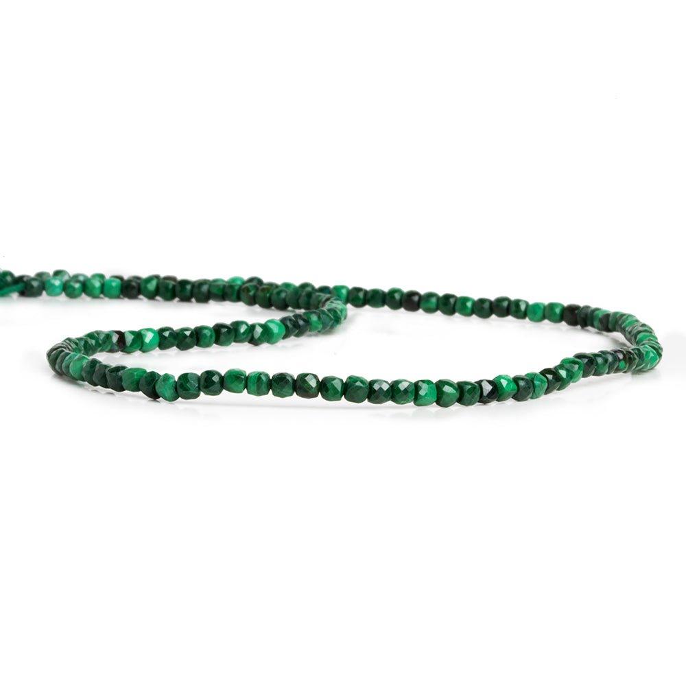 2.5mm Malachite micro faceted cubes 12 inch 130 beads - The Bead Traders