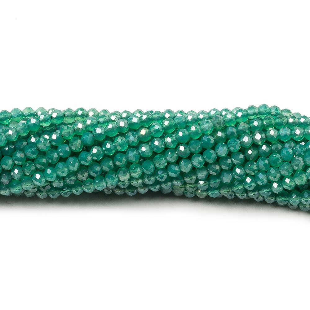 2.5mm Metallic Green Onyx Micro faceted rondelle beads 13 inch 150 pieces - The Bead Traders