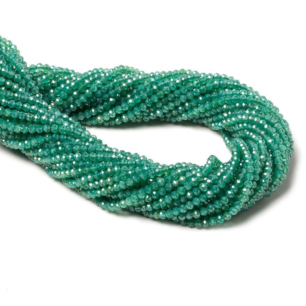 2.5mm Metallic Green Onyx Micro faceted rondelle beads 13 inch 150 pieces - The Bead Traders