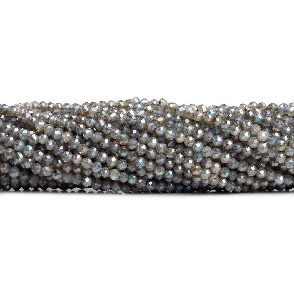 2.5mm Mystic Labradorite Microfaceted Round Beads 12 inch 135 pieces - The Bead Traders