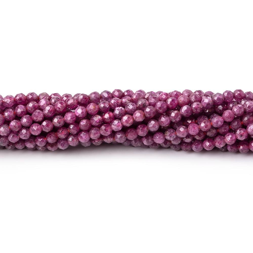 2.5mm Natural Ruby Microfaceted Rounds 12.5 inch 120 beads - The Bead Traders