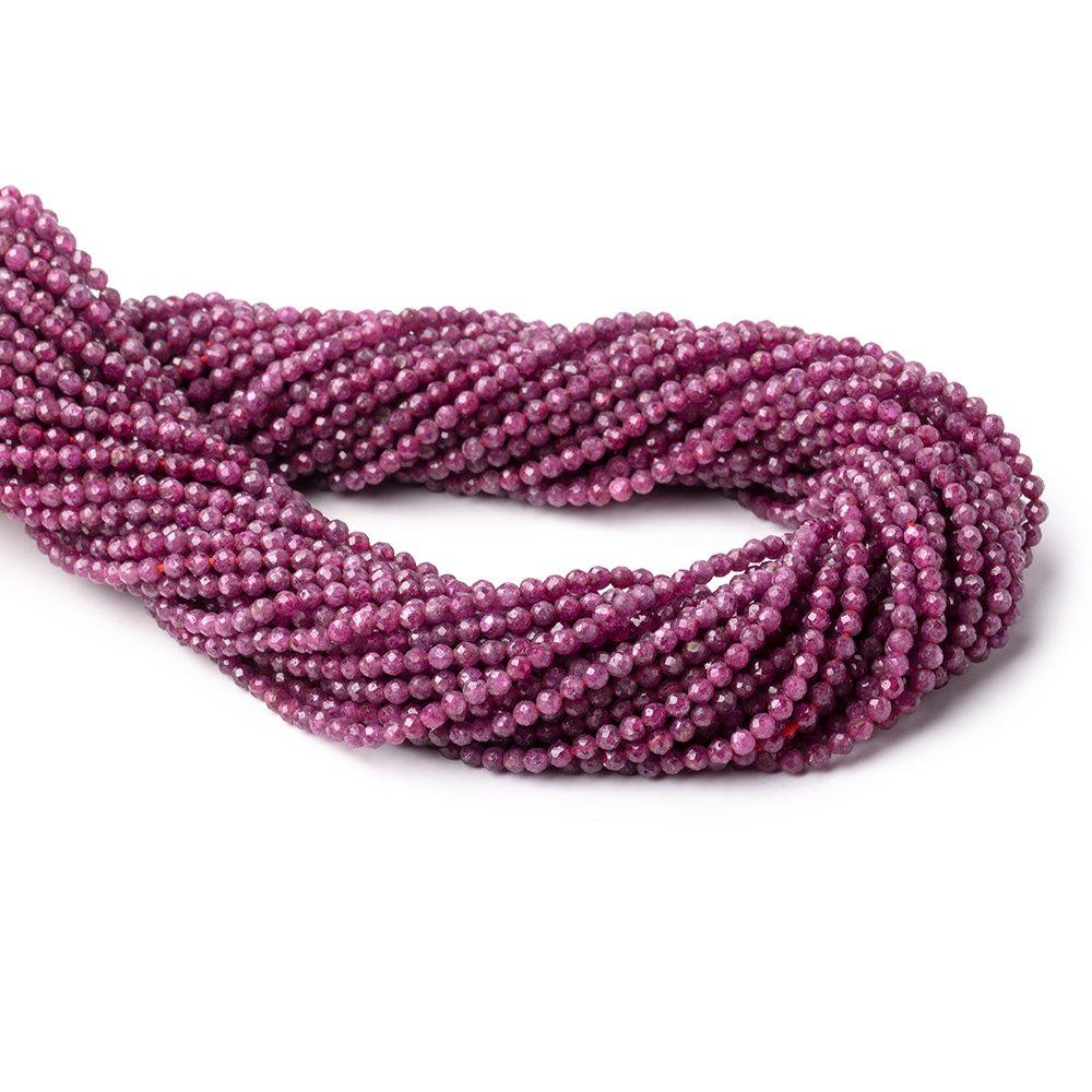 2.5mm Natural Ruby Microfaceted Rounds 12.5 inch 120 beads - The Bead Traders