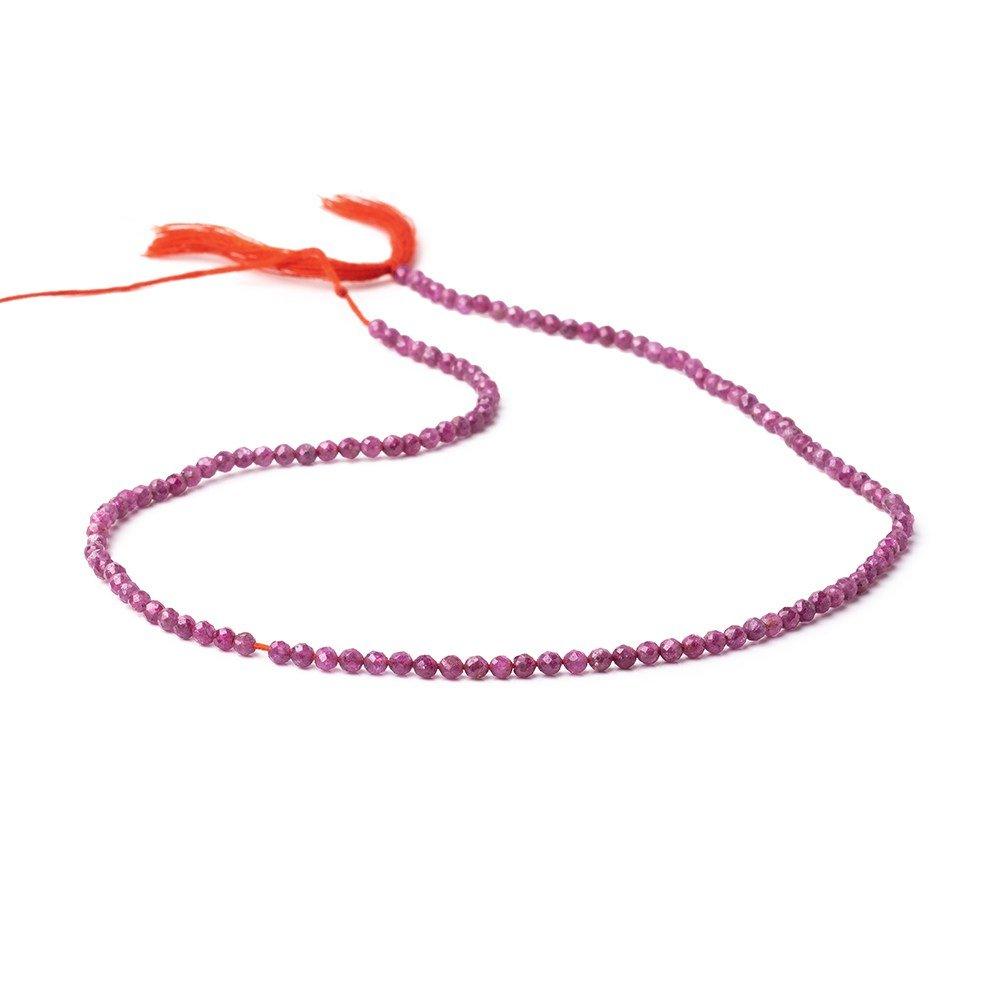 2.5mm Natural Ruby Microfaceted Rounds 12.5 inch 120 beads - The Bead Traders