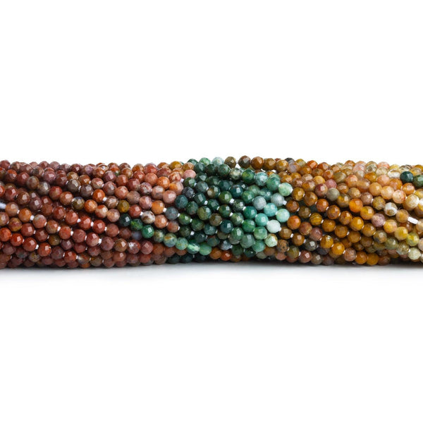 2.5mm Ocean Jasper Microfaceted Rounds 12 inch 130 beads