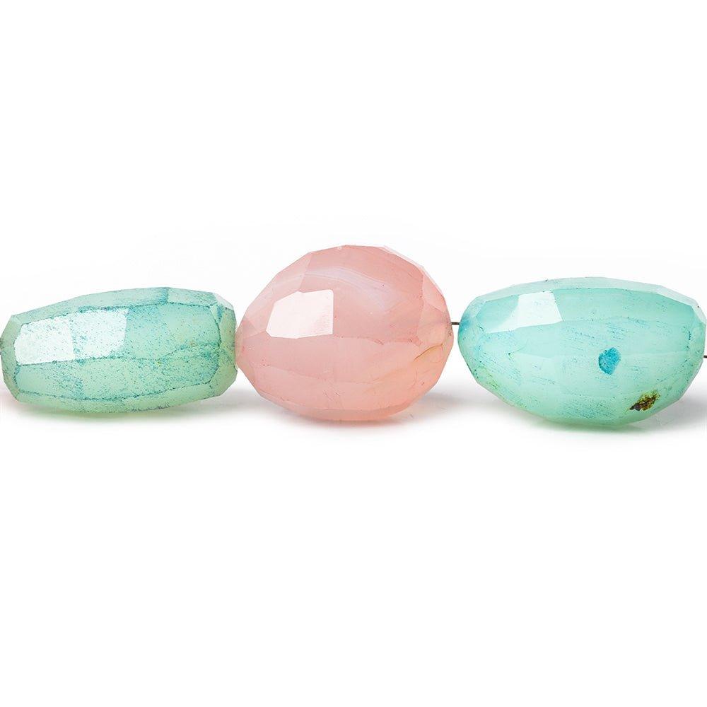 25mm Ocean Multi Color Chalcedony Faceted Nugget Beads 8 inch 9 pieces - The Bead Traders