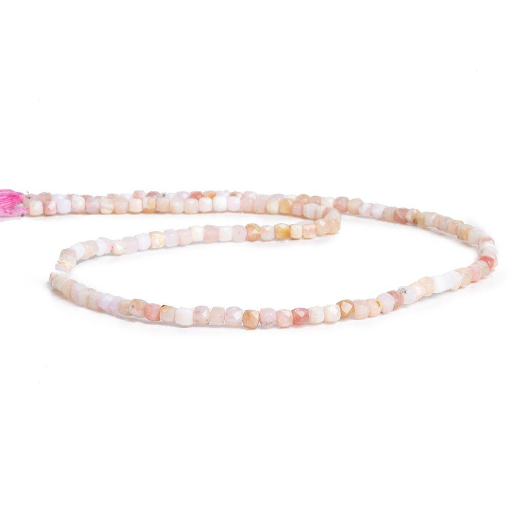 2.5mm Pink Peruvian Opal Microfaceted Cubes 12 inch 125 pieces - The Bead Traders
