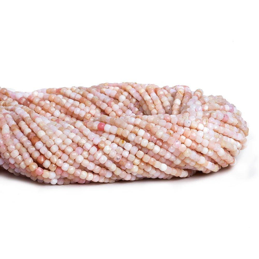2.5mm Pink Peruvian Opal Microfaceted Cubes 12 inch 125 pieces - The Bead Traders