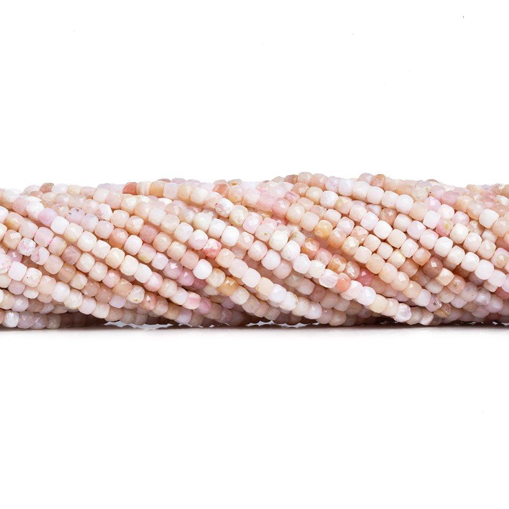 2.5mm Pink Peruvian Opal Microfaceted Cubes 12 inch 125 pieces - The Bead Traders