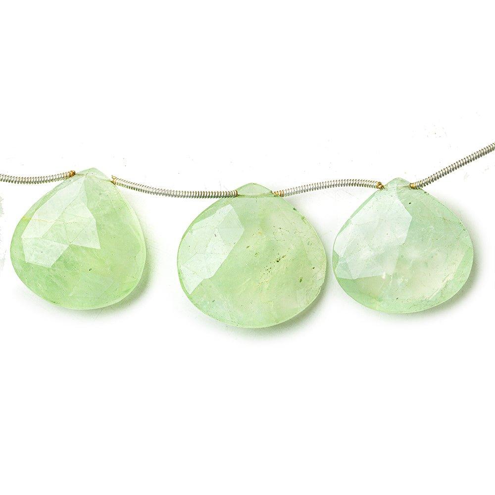 25mm Prehnite Faceted Heart Beads, 8 inch 9pcs - The Bead Traders