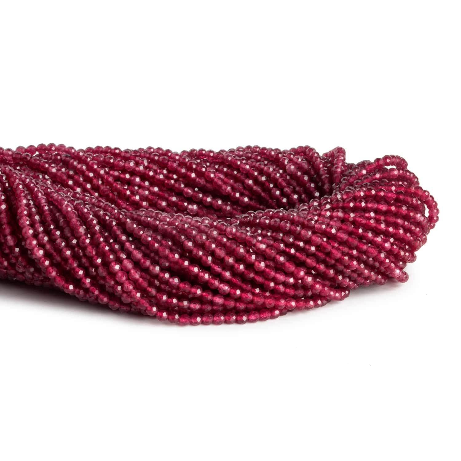 2.5mm Red Quartz Microfaceted Rounds 12 inch 115 beads - The Bead Traders