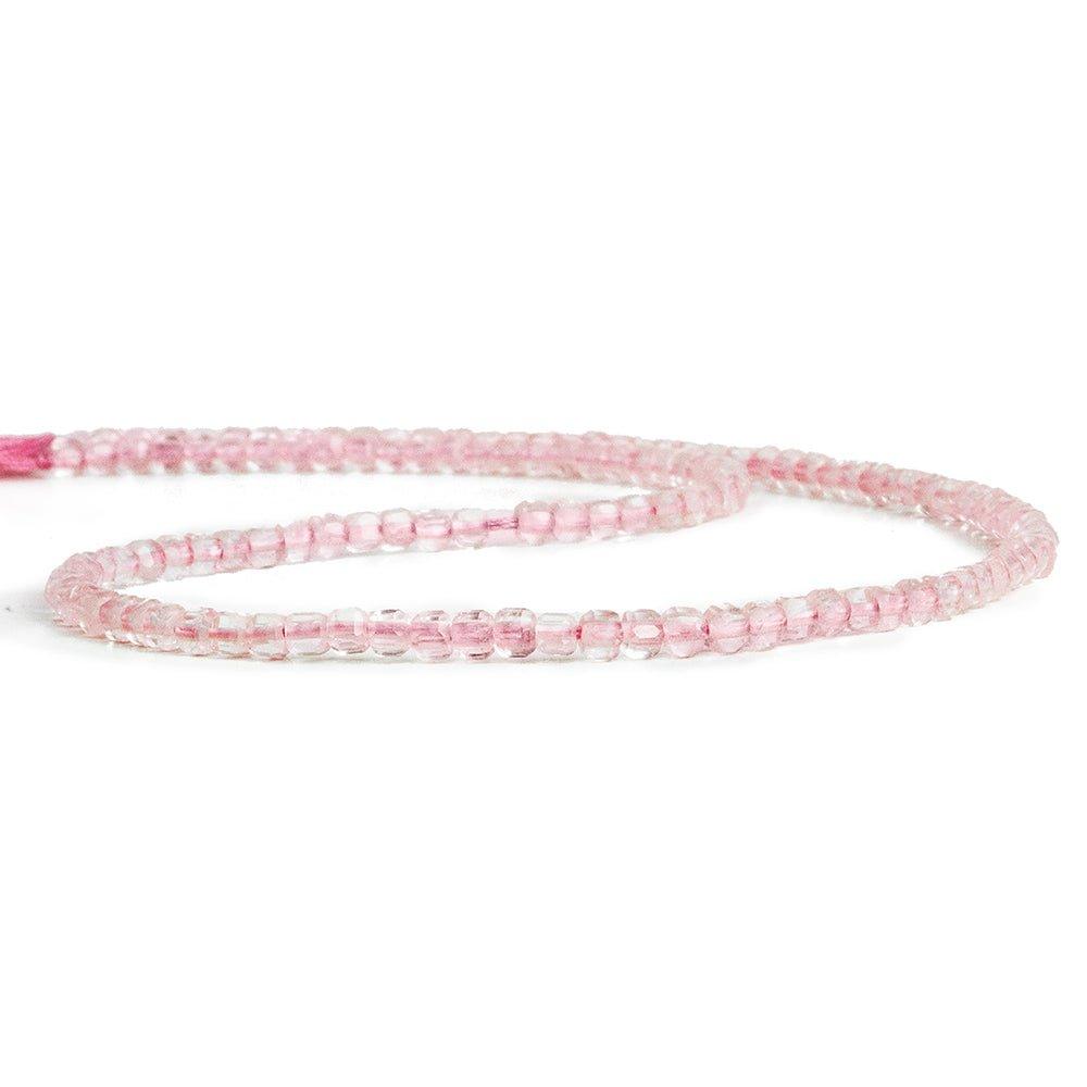 2.5mm Rose Quartz micro faceted cubes 12 inch 130 beads - The Bead Traders