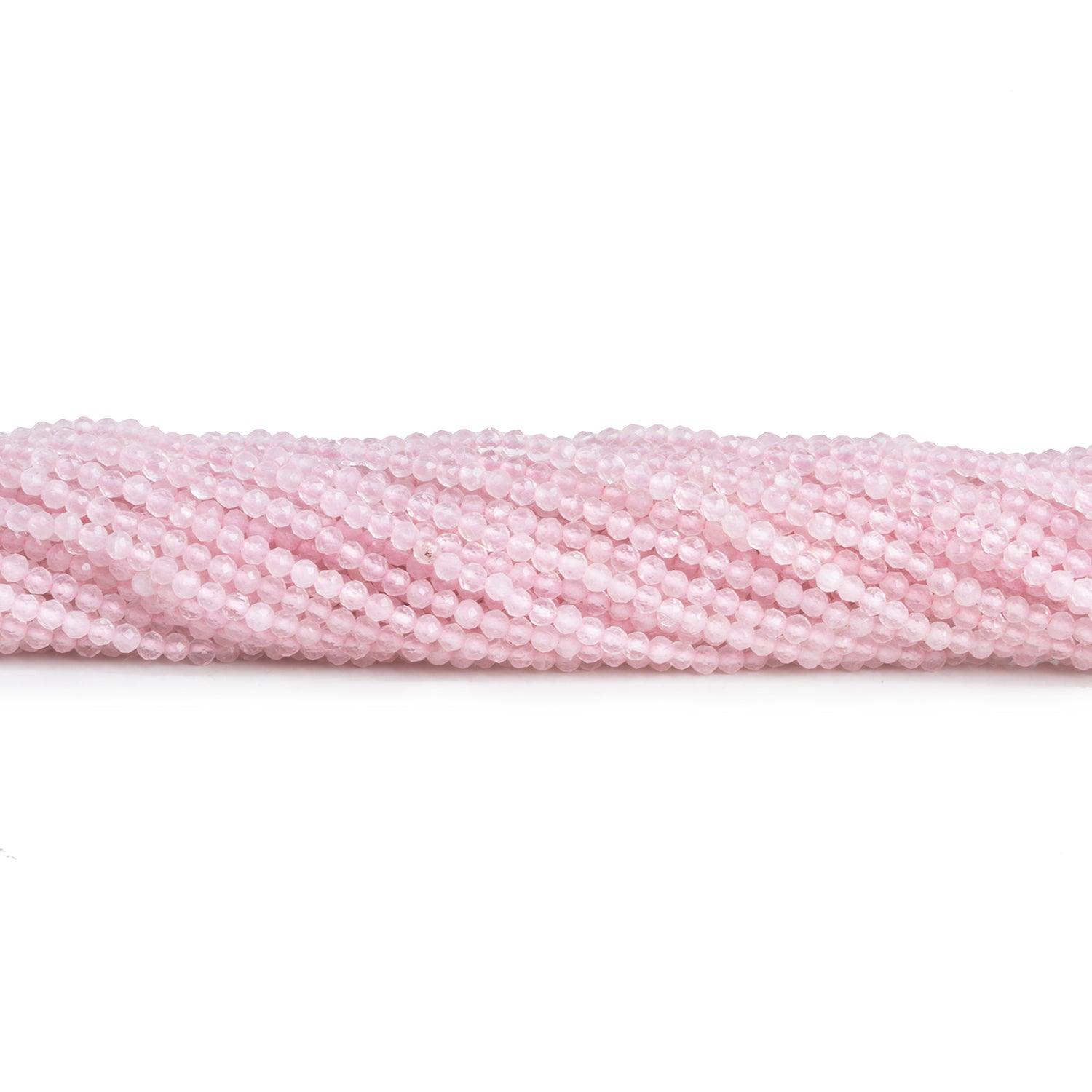 2.5mm Rose Quartz Microfaceted Rounds 12 inch 130 beads - The Bead Traders