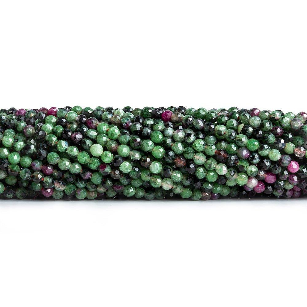 2.5mm Ruby in Zoisite Micro Faceted Round Beads 13 inch 138 pieces - The Bead Traders