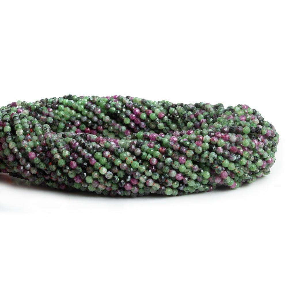 2.5mm Ruby in Zoisite Microfaceted Round Beads 12 inch 130 pieces - The Bead Traders