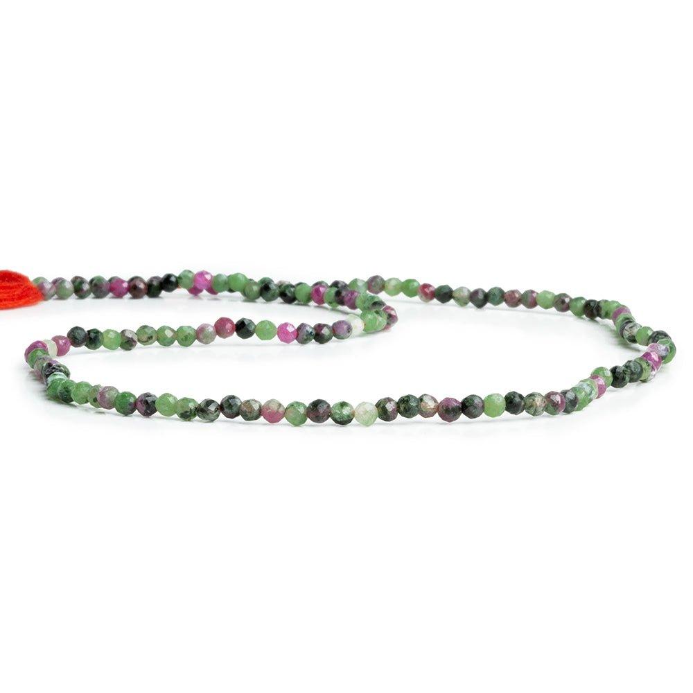 2.5mm Ruby in Zoisite Microfaceted Round Beads 12 inch 130 pieces - The Bead Traders