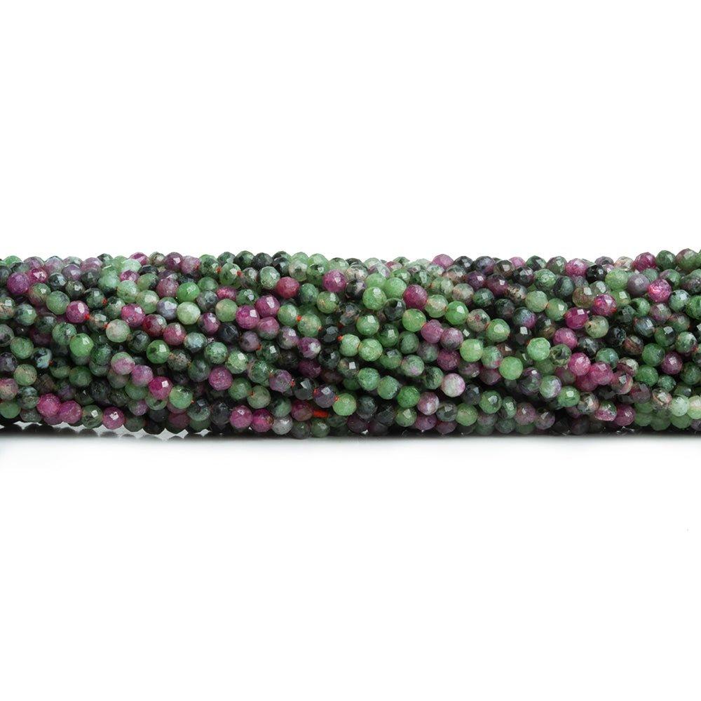 2.5mm Ruby in Zoisite Microfaceted Round Beads 12 inch 130 pieces - The Bead Traders