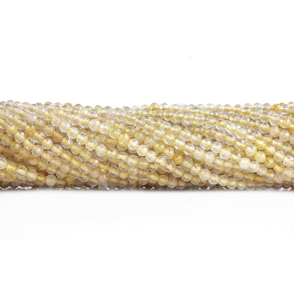 2.5mm Rutilated Quartz Micro Faceted Round Beads 13 inch 140 pieces - The Bead Traders