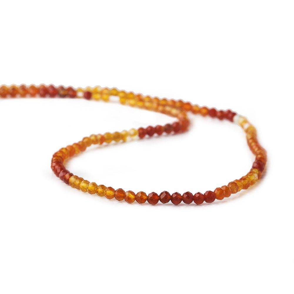 2.5mm Shaded Carnelian Agate microfaceted round beads 13 inch 140 pieces - The Bead Traders