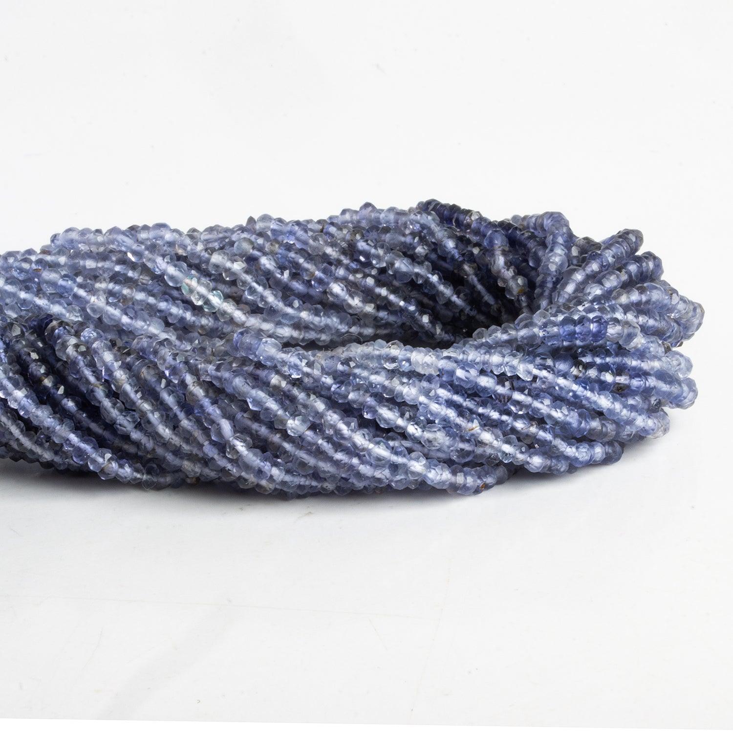 2.5mm Shaded Iolite Faceted Rondelles 12 inch 190 beads - The Bead Traders