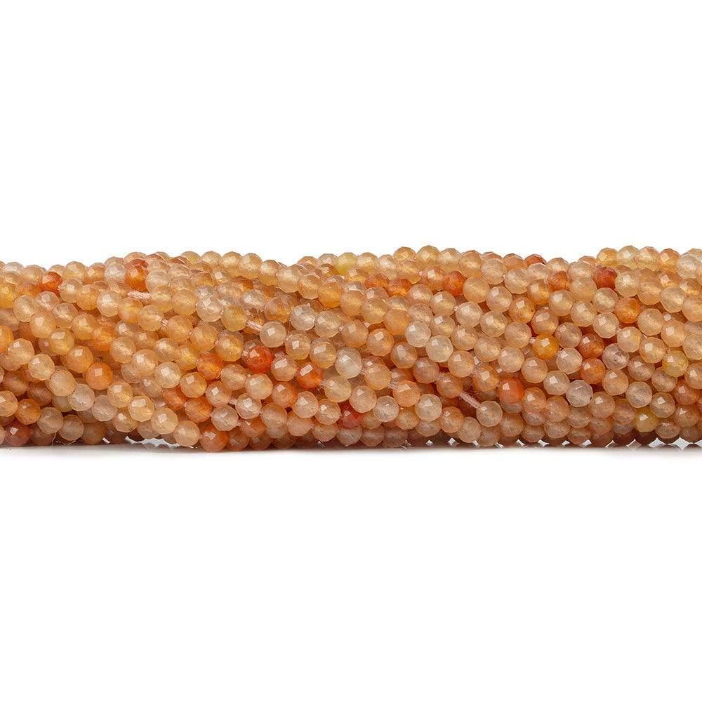 2.5mm Shaded Orange Agate micro faceted round beads 13 inch 135 pieces - The Bead Traders