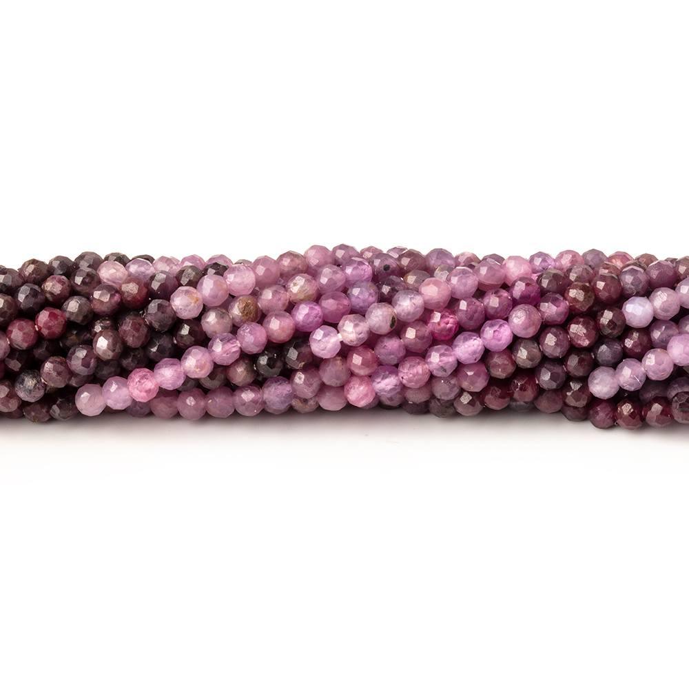 2.5mm Shaded Ruby micro faceted round beads 13 inch 140 pieces AA - The Bead Traders