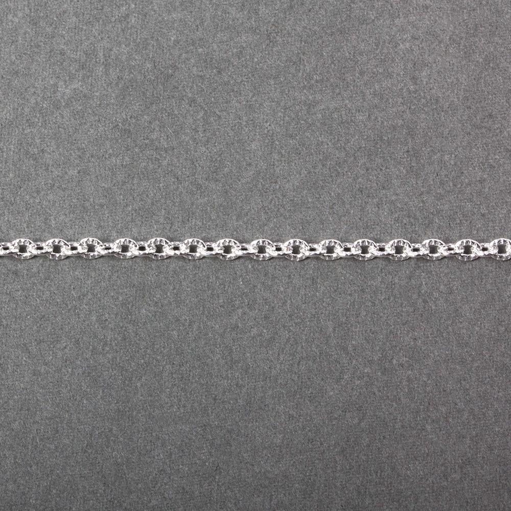 2.5mm Silver plated Small Corrugated Oval Link Chain by the Foot - The Bead Traders