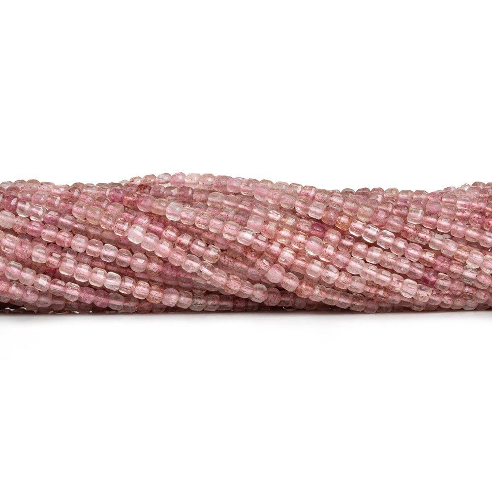 2.5mm Strawberry Quartz Microfaceted Cubes 12 inch 125 pieces - The Bead Traders