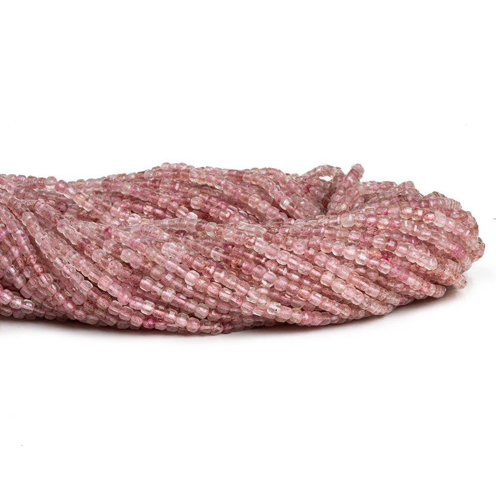 2.5mm Strawberry Quartz Microfaceted Cubes 12 inch 125 pieces - The Bead Traders
