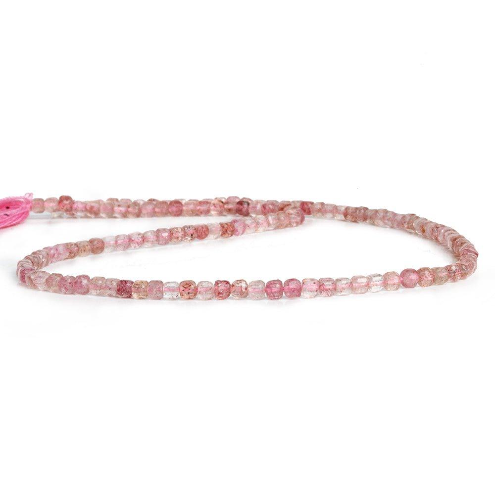 2.5mm Strawberry Quartz Microfaceted Cubes 12 inch 125 pieces - The Bead Traders