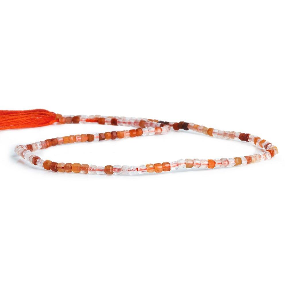 2.5mm Tangerine Quartz Microfaceted Cubes 12 inch 130 pieces - The Bead Traders
