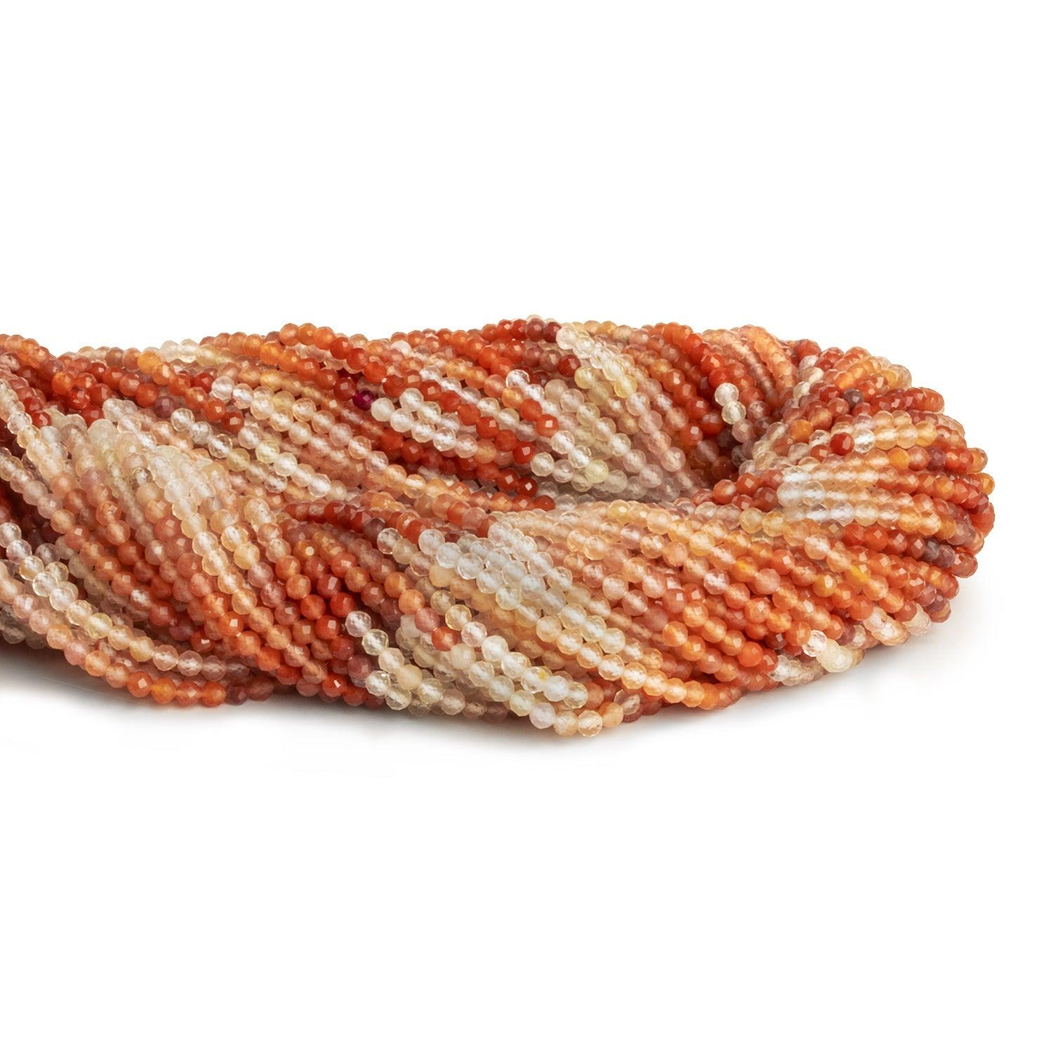 2.5mm Tangerine Quartz Microfaceted Rounds 12 inch 130 beads - The Bead Traders