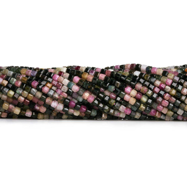 2.5mm Tourmaline Microfaceted Cube Beads 12 inch 135pcs