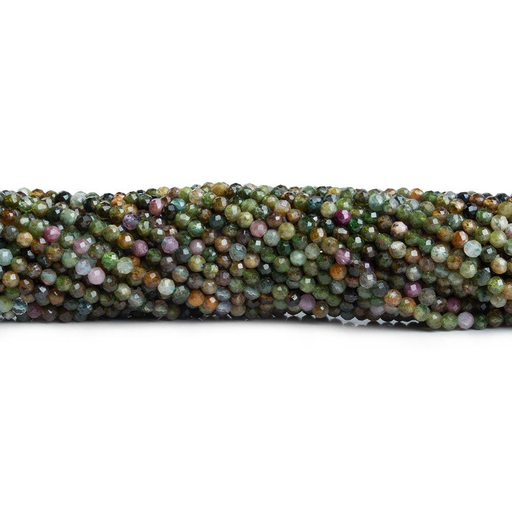 2.5mm Tourmaline Microfacted Round Beads 12 inch 130 pieces - The Bead Traders