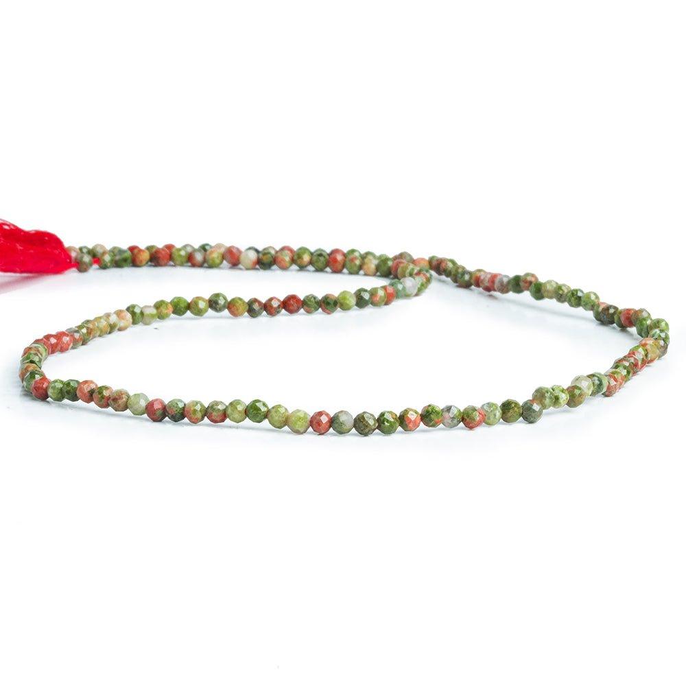 2.5mm Unakite Microfaceted Round Beads 12 inch 140 pieces - The Bead Traders