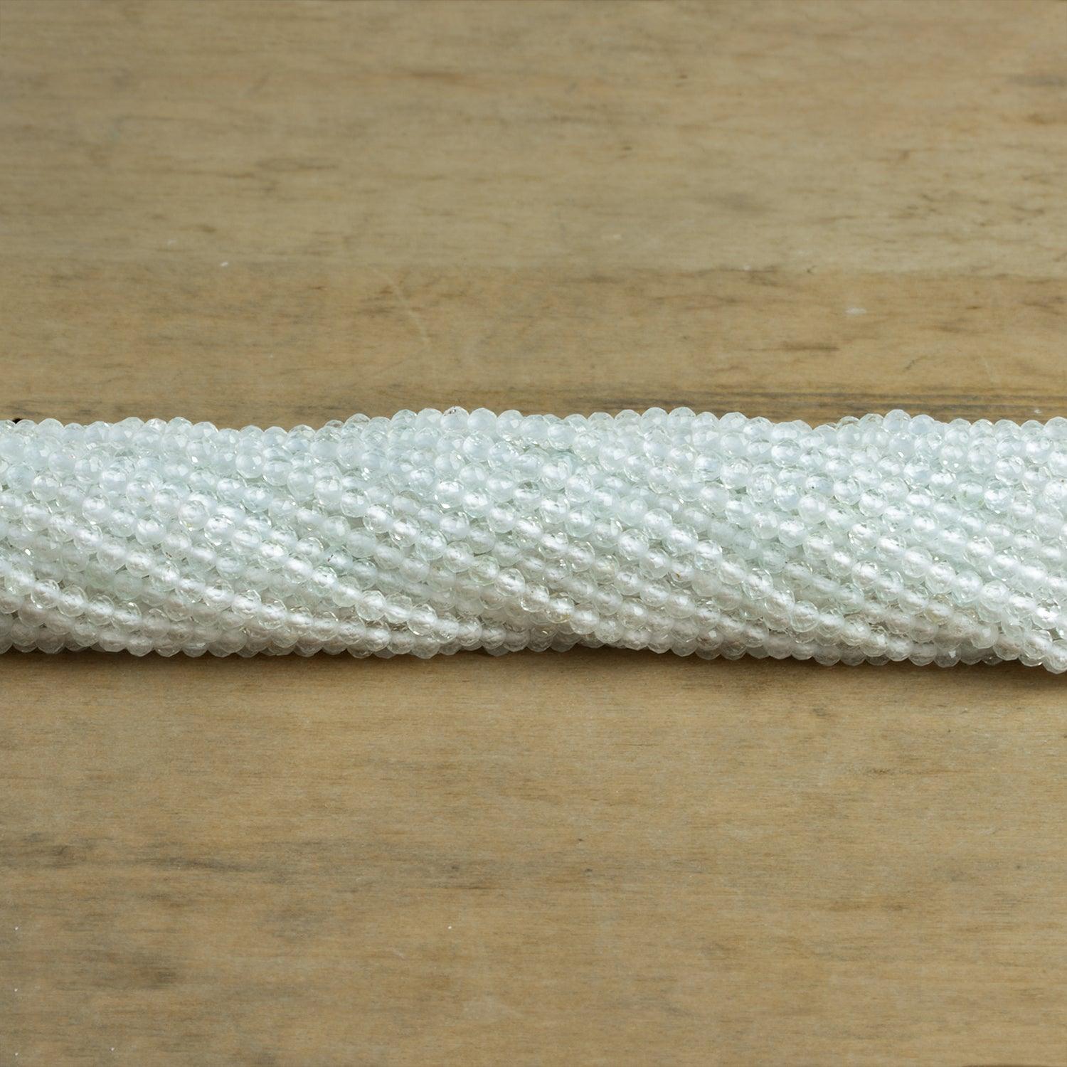 2.5mm White Topaz Microfaceted Rounds 12 inch 130 beads - The Bead Traders