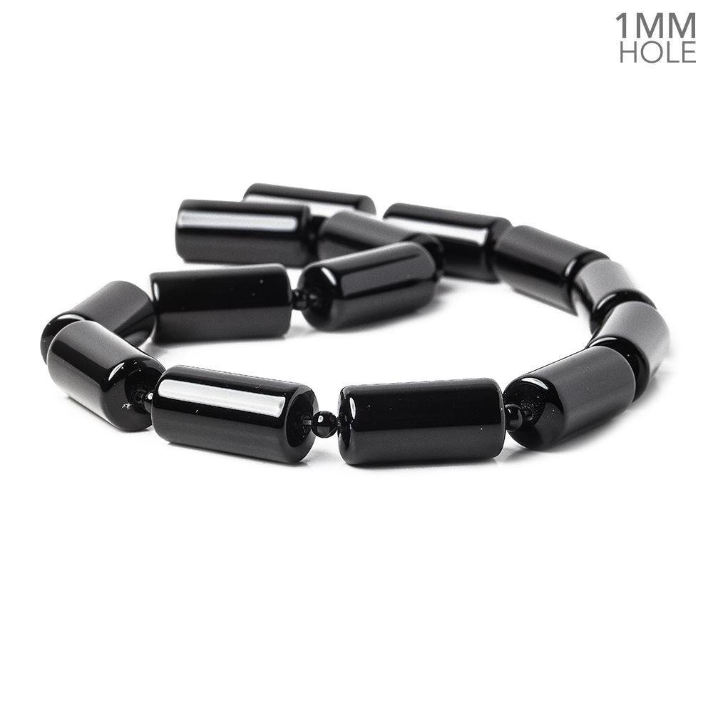 25x12mm & 4mm Black Onyx Plain Tube & Plain Rounds 16 inch 29 beads - The Bead Traders