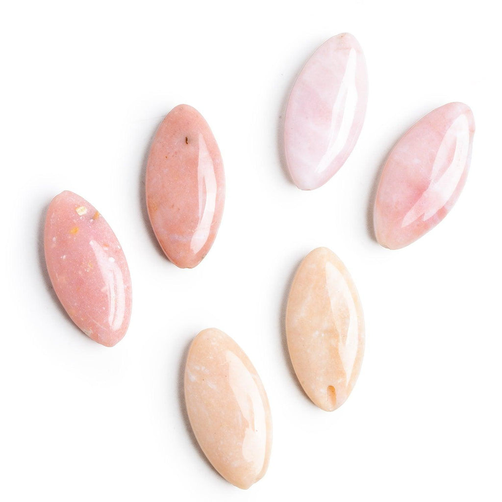 25x12mm Pink Peruvian Opal Marquise Beads Set of 2 - The Bead Traders
