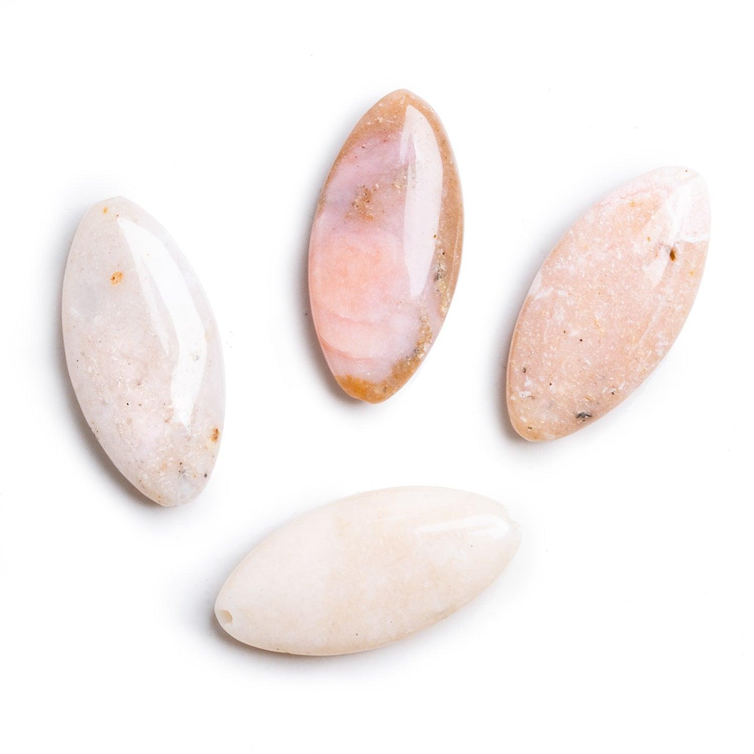 25x12mm Pink Peruvian Opal Marquise Beads Set of 4 - The Bead Traders
