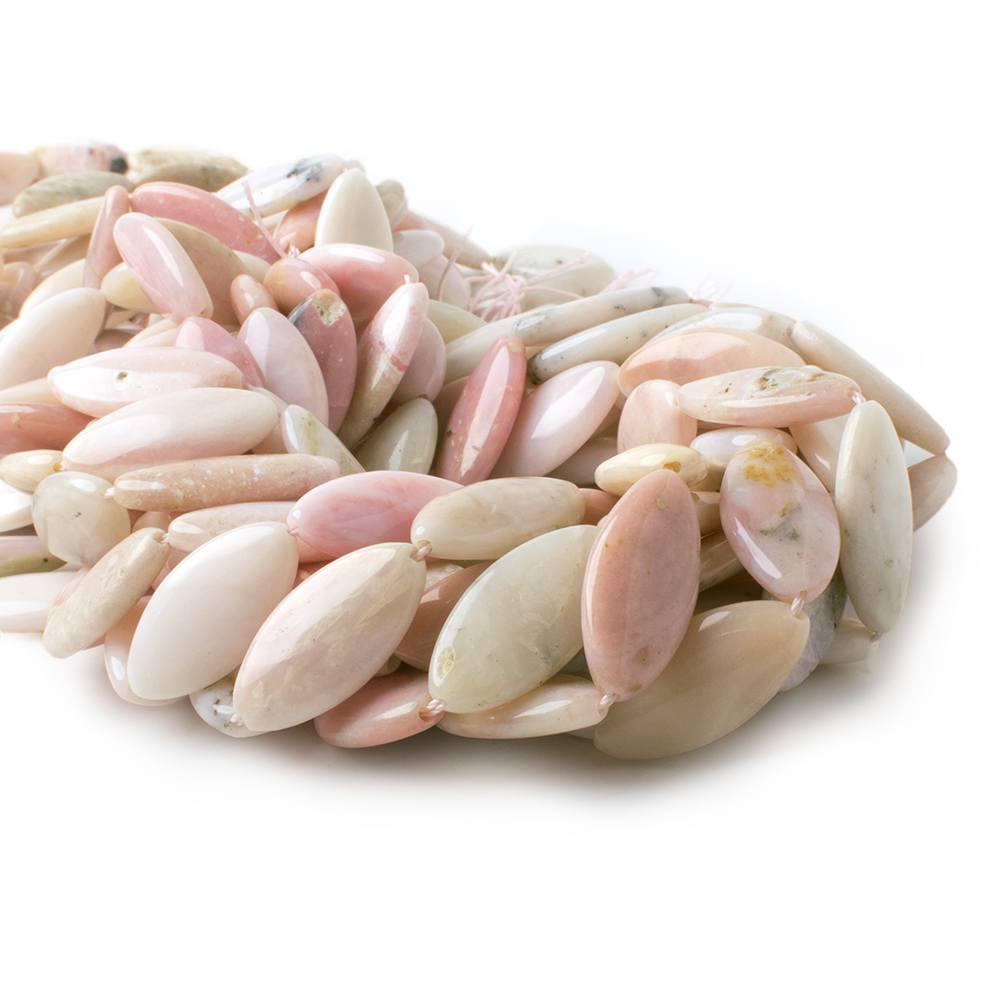 25x12mm Pink Peruvian Opal plain marquise beads 16 inch 16 pieces - The Bead Traders
