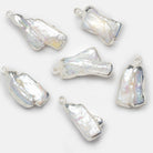 25x12mm Silver Leafed Keshi Pearl Pendant 1 Piece - The Bead Traders