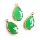 25x13mm Vermeil Bezeled Green Chalcedony Pendant 1 bead - The Bead Traders