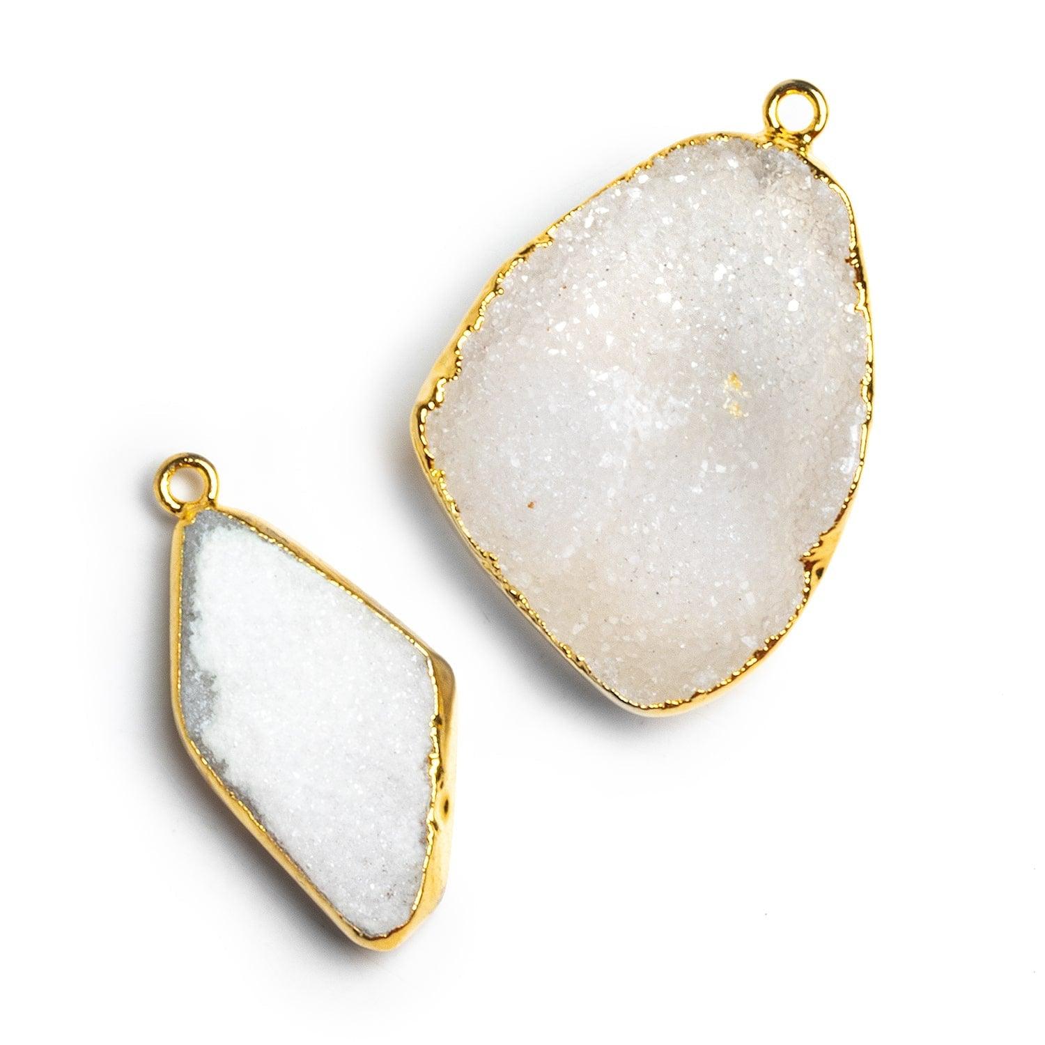 25x14mm Gold Leafed White Drusy Pendants - Lot of 2 - The Bead Traders