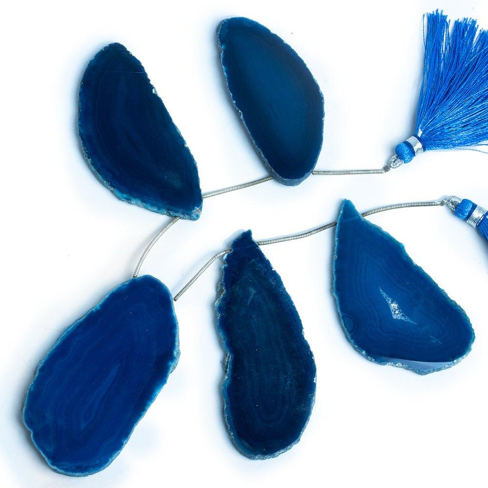 2.5x1.5 - 2x1.5 inch Aegean Blue Agate Slice Set of 5 focal beads - The Bead Traders