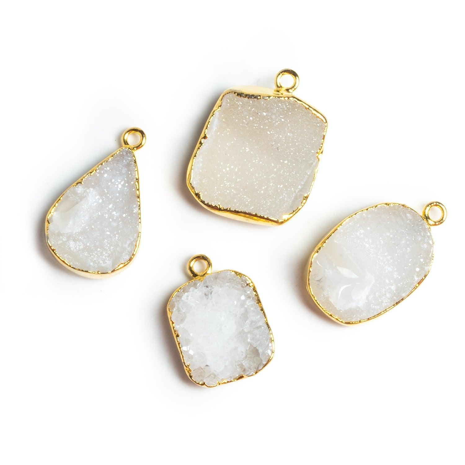 25x15mm Gold Leafed White Drusy Pendants - Lot of 4 - The Bead Traders