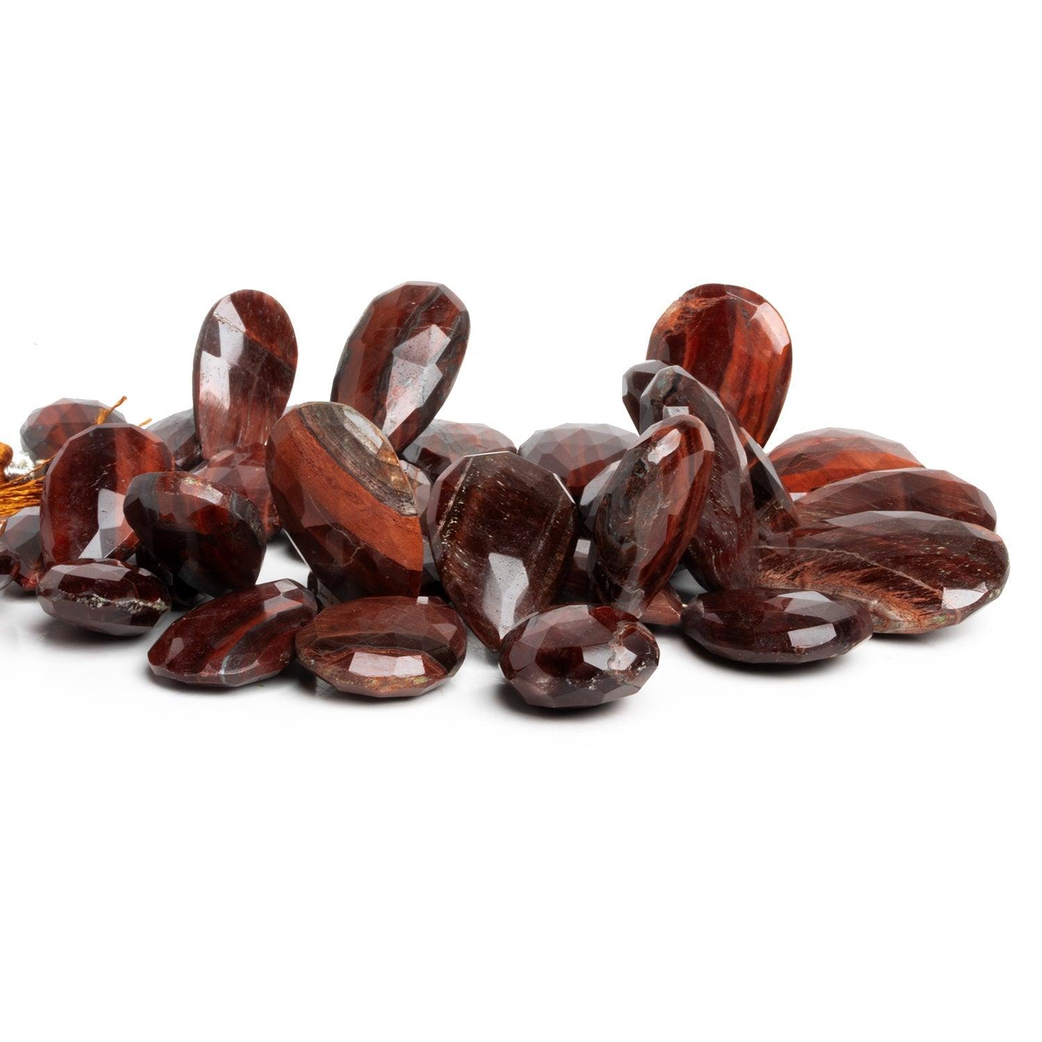 25x15mm Red Tiger's Eye Faceted Pears 8 inch 31 beads - The Bead Traders