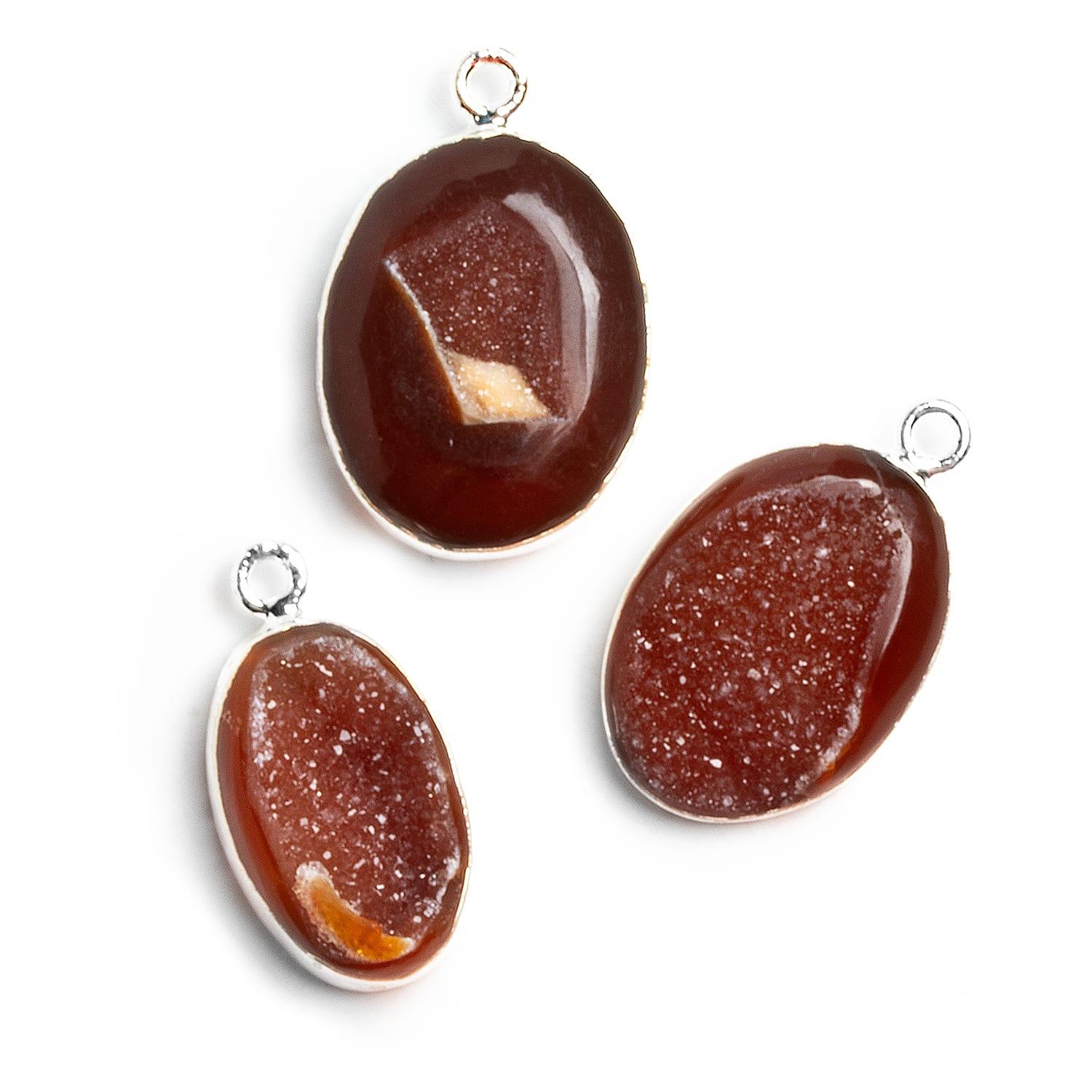 25x15mm Silver Leafed Red Drusy Oval Pendant 1 Bead - The Bead Traders