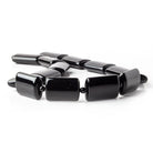 25x16mm & 4mm Black Onyx Plain Rectangle & Plain Rounds 16 inch 29 beads - The Bead Traders