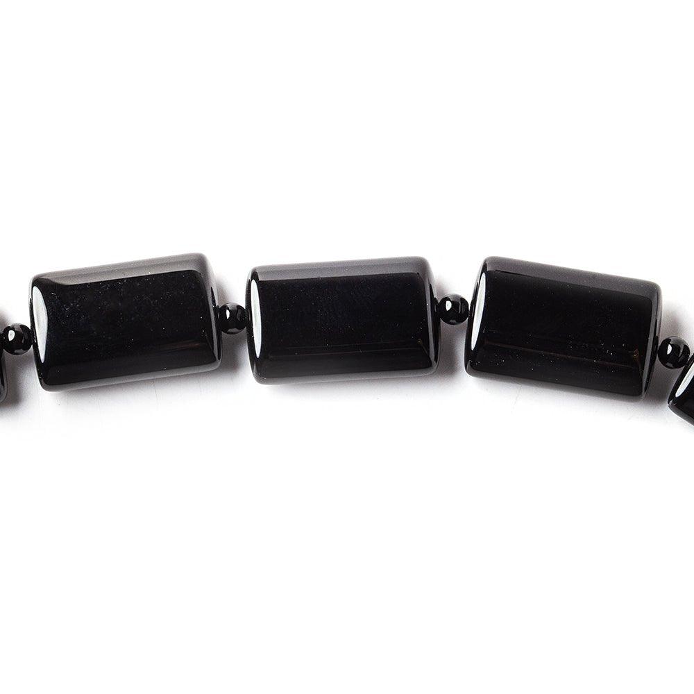 25x16mm & 4mm Black Onyx Plain Rectangle & Plain Rounds 16 inch 29 beads - The Bead Traders
