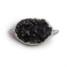 25x18mm Silver edged Black Oval Drusy Connector 1 focal bead - The Bead Traders